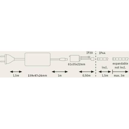 Paulmann 70627 - LED RGB/18W IP44 Aptumšojama vannas istabas josla MAXLED 1,5 m 230V + tālvadības pults