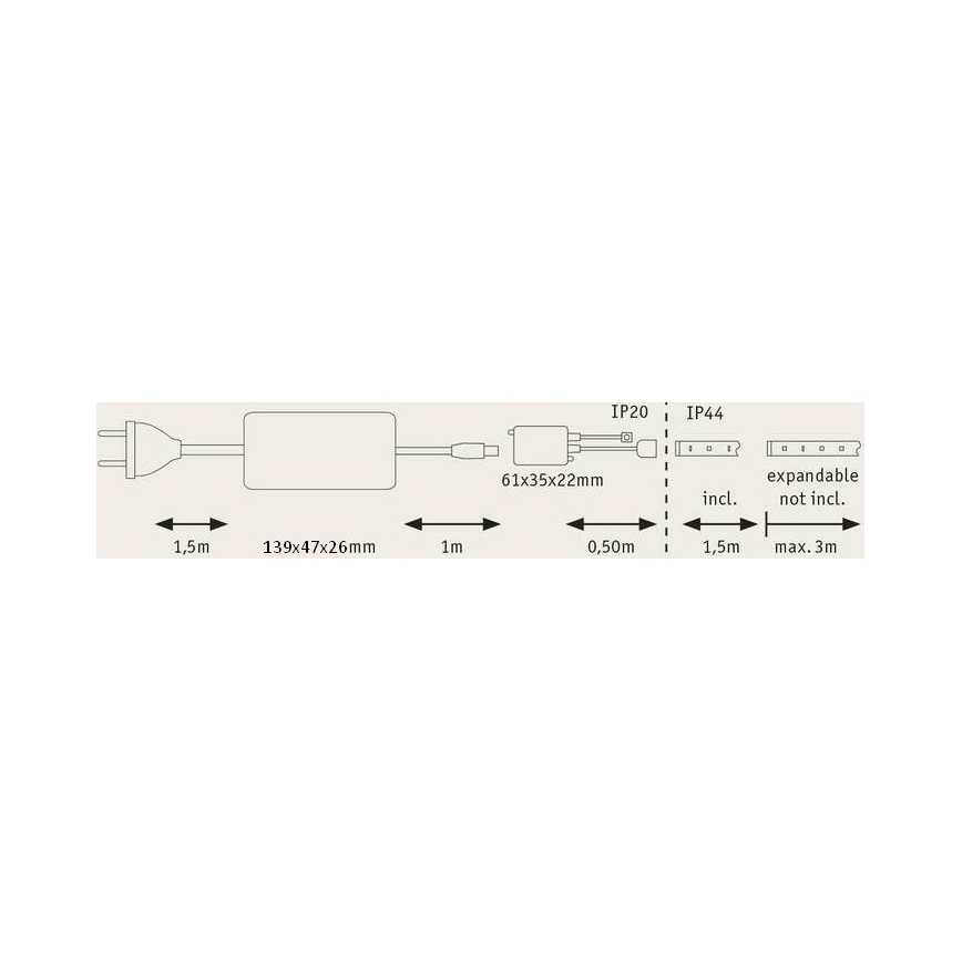 Paulmann 70627 - LED RGB/18W IP44 Aptumšojama vannas istabas josla MAXLED 1,5 m 230V + tālvadības pults