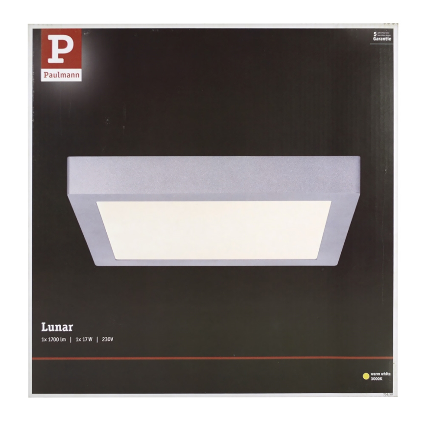 Paulmann 70650 - LED/17W Griestu lampa LUNAR 230V 30x30 cm matēts hroms