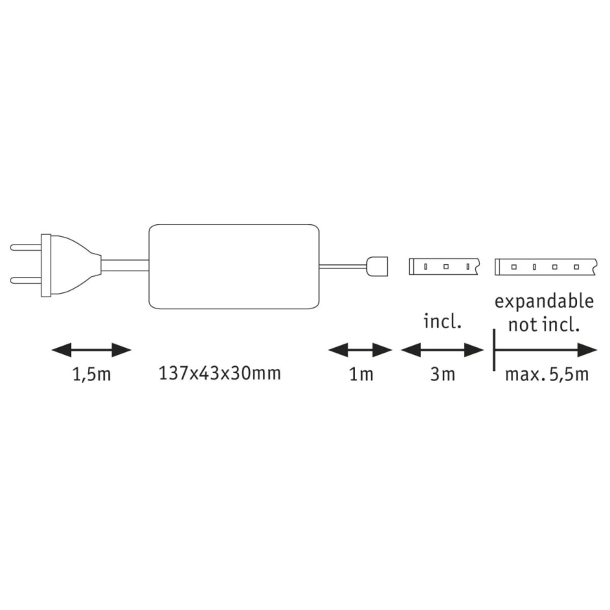 Paulmann 70666 - LED/20W IP44 Aptumšojama vannas istabas josla MAXLED 3 m 2700K 230V