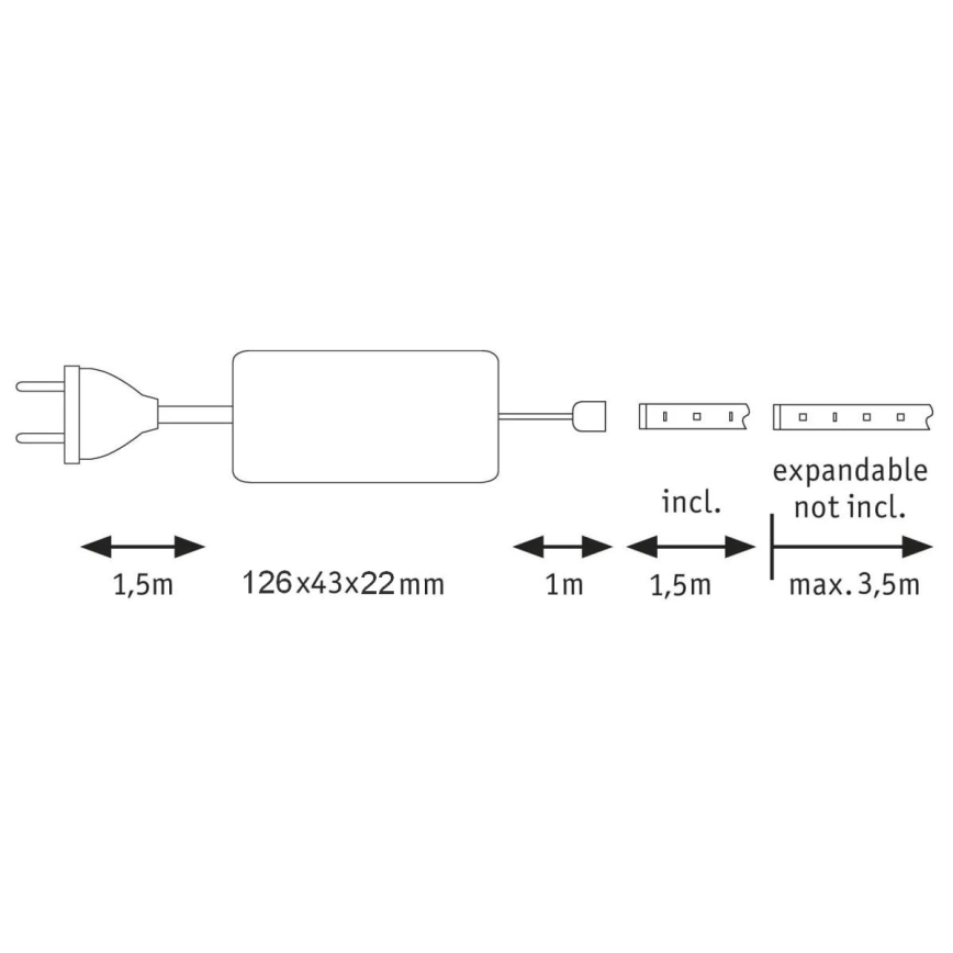 Paulmann 70667 - LED/9W IP44 Aptumšojama vannas istabas josla MAXLED 1,5 m 6500K 230V