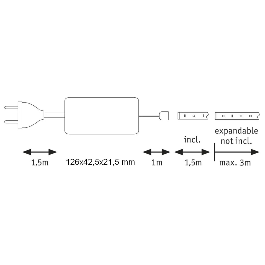 Paulmann 70668 - LED/9W IP44 Aptumšojama vannas istabas josla MAXLED 1,5 m 2700K 230V