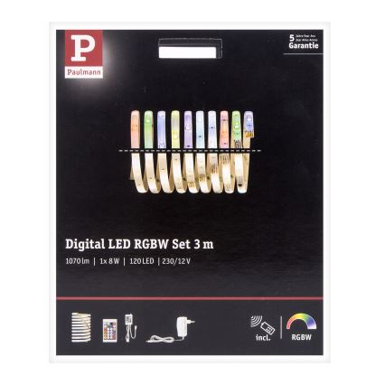 Paulmann 70696 - LED RGBW/8W Aptumšojama josla DIGITAL 3m 230V + tāvadības pults