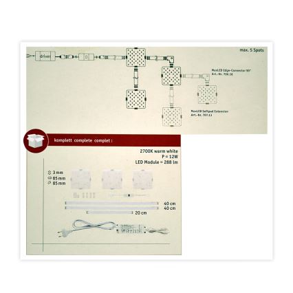 Paulmann 70710 - KOMPLEKTS 3xLED/3,3W Mēbeļu apgaismojums ar sensoru SOFTPAD 230V 2700K