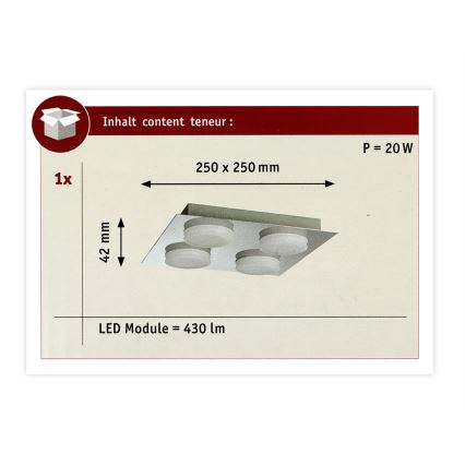 Paulmann 70875 - 4xLED/5W IP23 Vannas istabas griestu gaismeklis DORADUS 230V