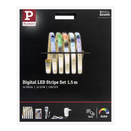 Paulmann 70909 - LED RGBW/5,5W Aptumšojama josla DIGITAL 1,5m 230V + tālvadības pults