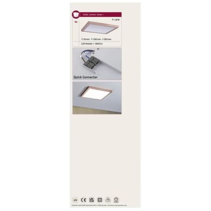 Paulmann 70941 - LED/20W Virsapmetuma lampa ATRIA 230V 4000K 30x30 cm Rozā zelta