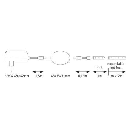 Paulmann 70955 - LED/3W Josla ar sensoru 1m YOURLED 230V