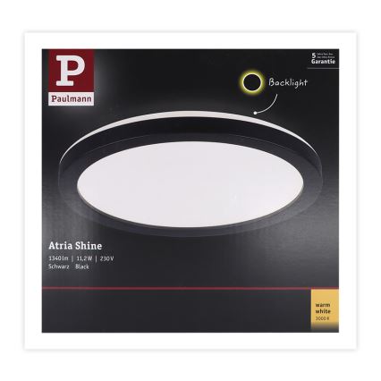 Paulmann 70997 - LED/11,2W Virsapmetuma lampa ATRIA 230V 3000K d. 19 cm melna