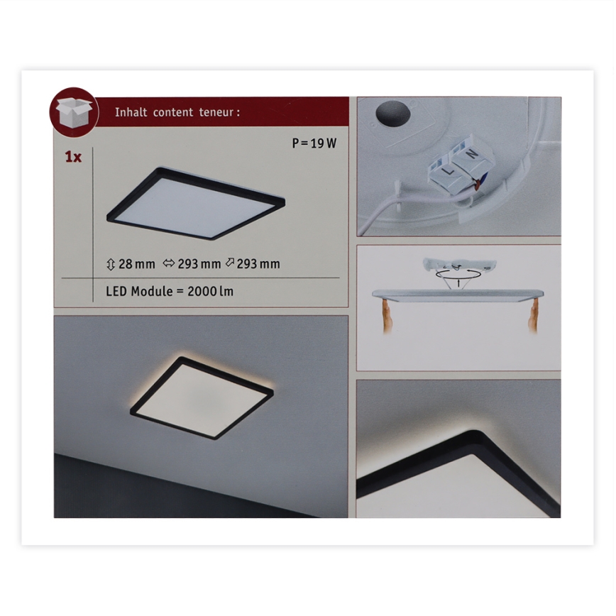 Paulmann 71001 - LED/16W Griestu lampa ATRIA 230V melna