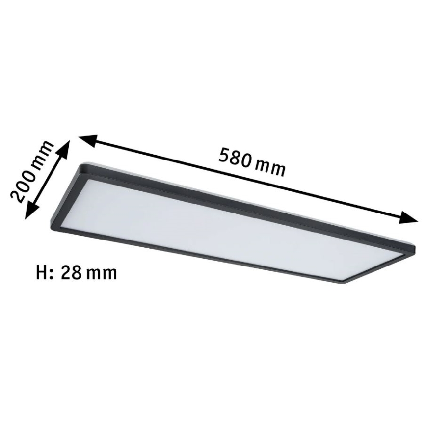 Paulmann 71003 - LED/22W Aptumšojams panelis ATRIA 230V 3000K 20x58 cm melna