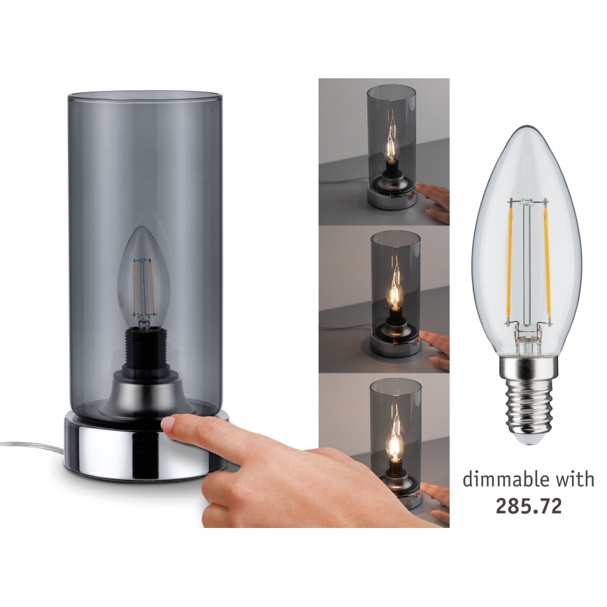 Paulmann 77056 - 1xE14/20W Aptumšojama skārienvadāma galda lampa PINJA 230V