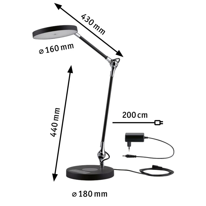 Paulmann 78010 - LED/11W Aptumšojama skārienvadāma galda lampa NUMIS 230V 2700/4000/6500K melna