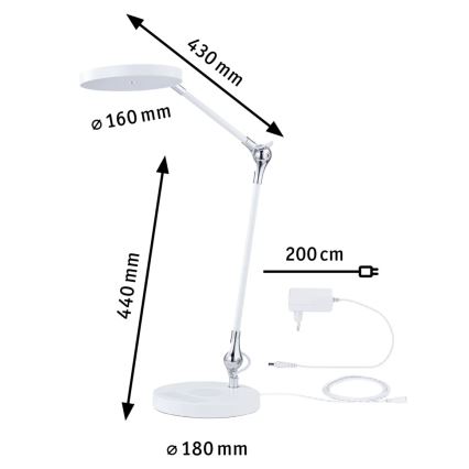 Paulmann 78011 - LED/11W Aptumšojama skārienvadāma galda lampa NUMIS 230V 2700/4000/6500K balta