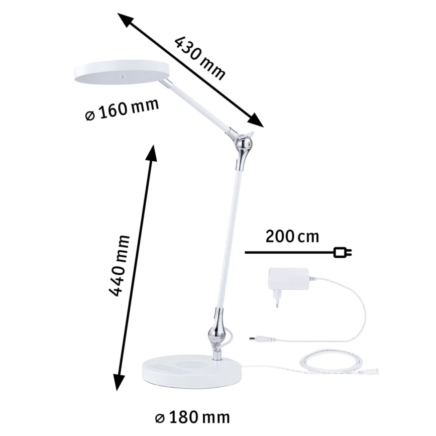 Paulmann 78011 - LED/11W Aptumšojama skārienvadāma galda lampa NUMIS 230V 2700/4000/6500K balta