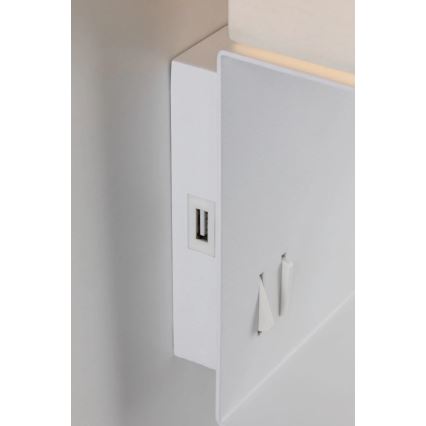 Paulmann 78913 - MERANI sienas gaismeklis ar plauktu un USB, LED/2,5W + 1xE27/40W, 230V, balts