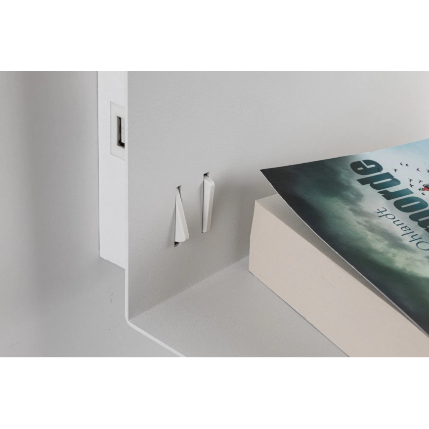Paulmann 78913 - MERANI sienas gaismeklis ar plauktu un USB, LED/2,5W + 1xE27/40W, 230V, balts
