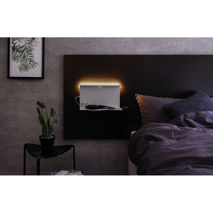 Paulmann 78919 - LED/4,5W Aptumšojama lampa ar plauktu un USB + LED/1,6W 230V