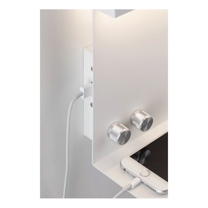 Paulmann 78919 - LED/4,5W Aptumšojama lampa ar plauktu un USB + LED/1,6W 230V