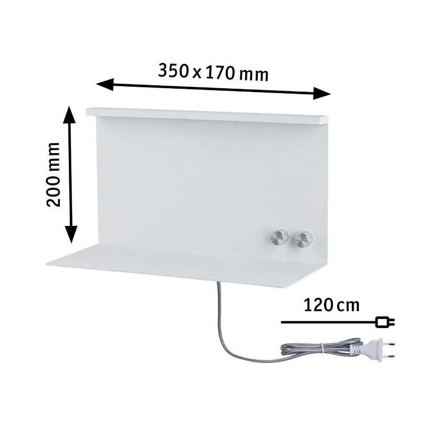 Paulmann 78919 - LED/4,5W Aptumšojama lampa ar plauktu un USB + LED/1,6W 230V