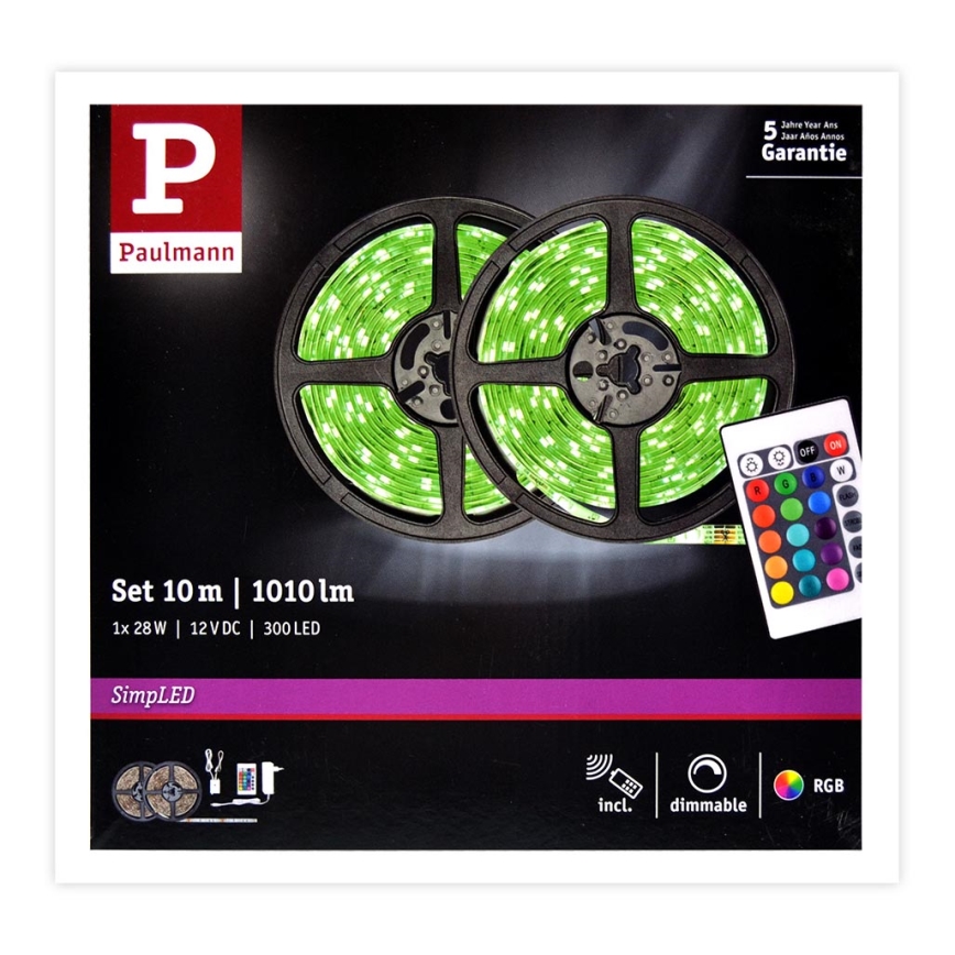 Paulmann 78980 - LED RGB/28W Aptumšojama josla SIMPLED 10m 230V + TP