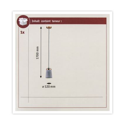 Paulmann 79617 - 1xE27/20W Lustra ar auklu NEORDIC STIG 230V