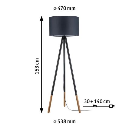 Paulmann 79633 - 1xE27/20W Grīdas stāvlampa RURIK 230V