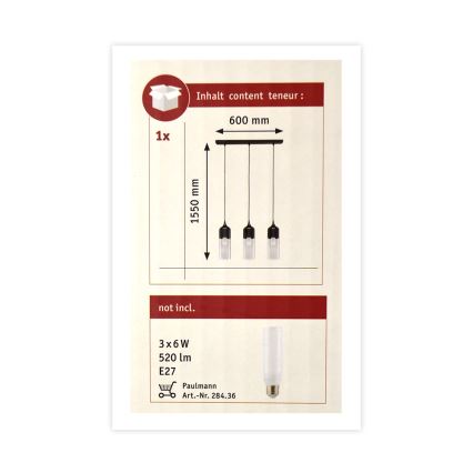 Paulmann 79642 - Lustra uz auklas NEORDIC 3xE27/60W/230V