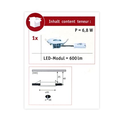 Paulmann 79668 - LED/6,8W IP44 Vannas istabas iegremdēts gaismeklis HOUSE 230V