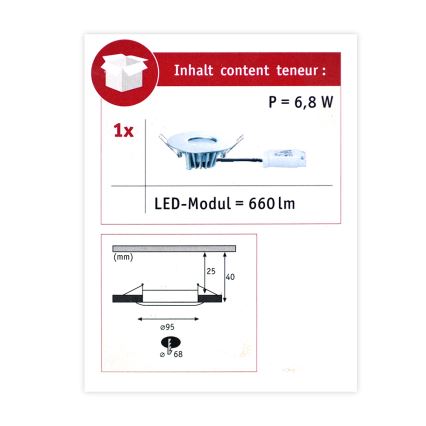 Paulmann 79669 - LED/6,8W IP44 Aptumšojams vannas istabas iegremdējams gaismeklis HOUSE 230V