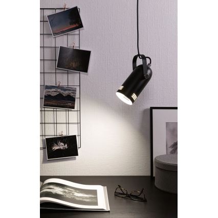Paulmann 79766 - LAVEA karājamā lampa uz troses, LED 1xE27/8W, 230V, melna