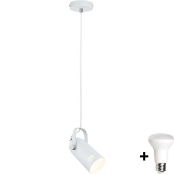 Paulmann 79767 - LED 1xE27/8W Pakaramā lampa uz troses LAVEA 230V balta