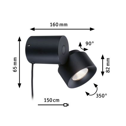 Paulmann 79776 - LED/3W Aptumšojama sienas lampa 2in1 PURIC PANE 230V