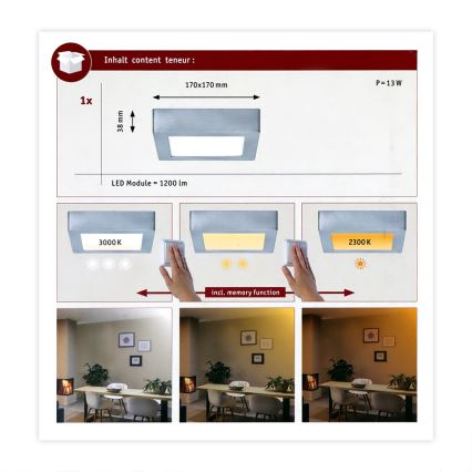 Paulmann 79791 - LED/10,2W Griestu gaismeklis CARPO 230V 2300-3000K