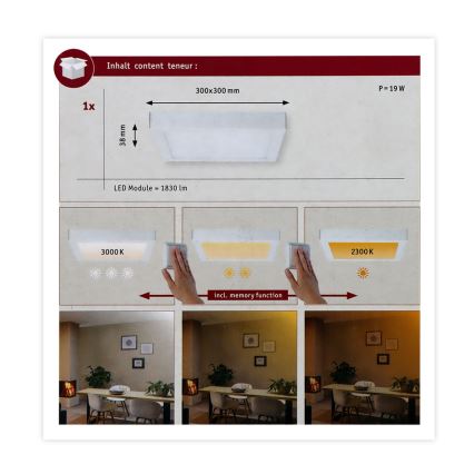 Paulmann 79801 - LED/13W Griestu lampa CARPO 230V 2300/2500/3000K