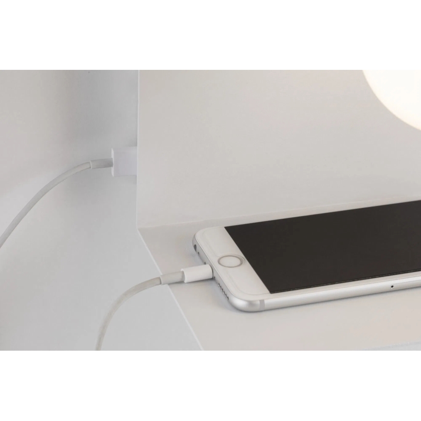 Paulmann 79812 - 1xE27/40W sienas gaismeklis ar plauktiņu un USB CALVANI 230V balts