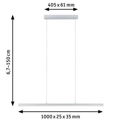 Paulmann 79900 - LED/42W Aptumšojama lustra ar auklu LENTO 230V matēts hroms