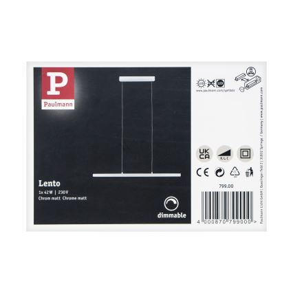 Paulmann 79900 - LED/42W Aptumšojama lustra ar auklu LENTO 230V matēts hroms