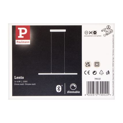 Paulmann 79902 - LED/43W Aptumšojama lustra ar auklu SMART LENTO 230V 2700-6000K