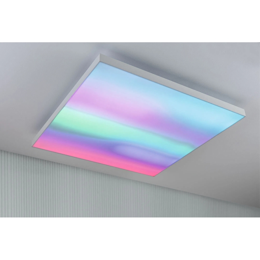 Paulmann 79910 - LED/31W RGBW regulējama griestu lampa LORIA 230V 3000-6500K 59,5x59,5 cm balta + tālvadības pults