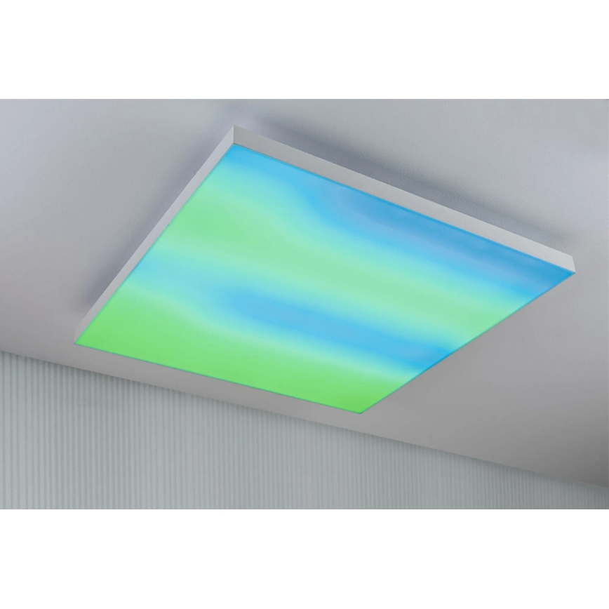 Paulmann 79910 - LED/31W RGBW regulējama griestu lampa LORIA 230V 3000-6500K 59,5x59,5 cm balta + tālvadības pults