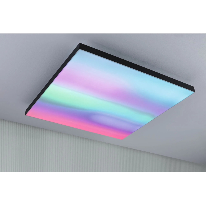 Paulmann 79913 - LED/31W RGBW regulējams griestu gaismeklis LORIA 230V 3000-6500K 59,5x59,5 cm melns + tālvadības pults