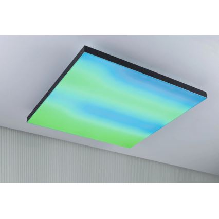 Paulmann 79913 - LED/31W RGBW regulējams griestu gaismeklis LORIA 230V 3000-6500K 59,5x59,5 cm melns + tālvadības pults