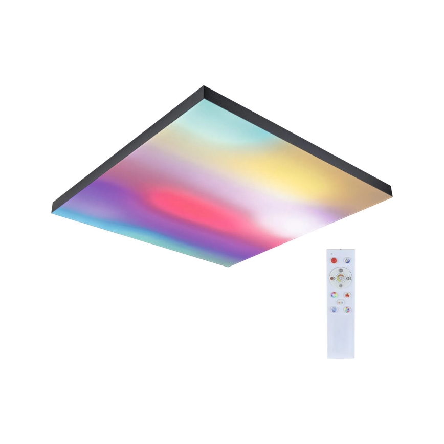 Paulmann 79913 - LED/31W RGBW regulējams griestu gaismeklis LORIA 230V 3000-6500K 59,5x59,5 cm melns + tālvadības pults