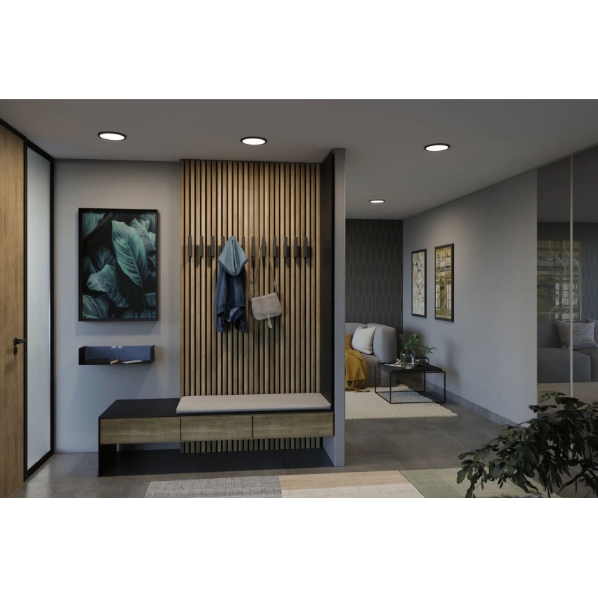 Paulmann 79965 - LED/13W IP44 Regulējams vannas istabas iebūvējamais griestu gaismeklis AREO 230V Ø 17,5 cm melns