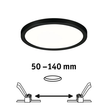 Paulmann 79965 - LED/13W IP44 Regulējams vannas istabas iebūvējamais griestu gaismeklis AREO 230V Ø 17,5 cm melns
