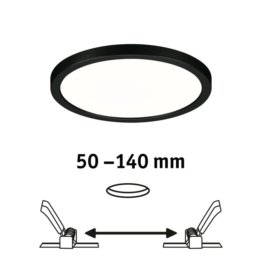 Paulmann 79965 - LED/13W IP44 Regulējams vannas istabas iebūvējamais griestu gaismeklis AREO 230V Ø 17,5 cm melns