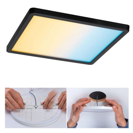 Paulmann 79967 - LED/16W IP44 Regulējams vannasistabas iebūvējamais griestu gaismeklis AREO 230V 23x23 cm melns