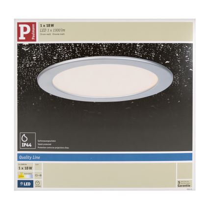 Paulmann 92075 - LED/18W IP44 Vannas istabas iegremdēts gaismeklis QUALITY LINE 230V