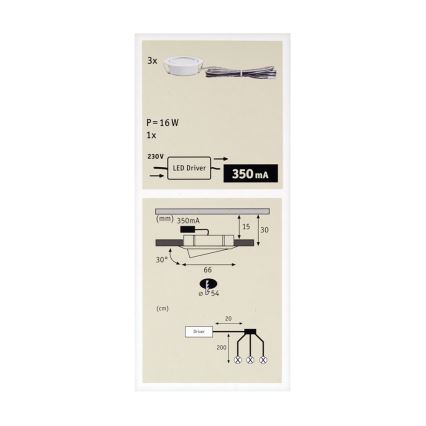 Paulmann 92091 - KOMPLEKTS 3x LED Iegremdējama lampa 1xLED/4,2W/230V